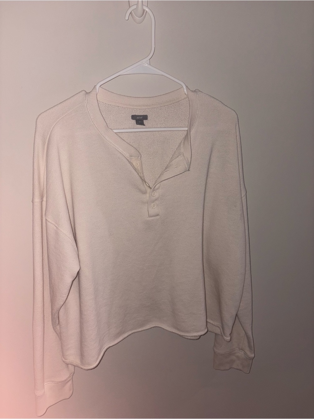 aerie Cream Long Sleeve Henley Top